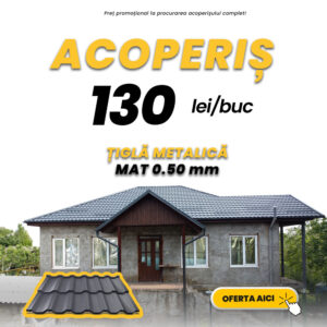Tigla metalica modulare poloneza Flamenco - 130 lei/buc - Premium Acoperis - Uzinelor 60